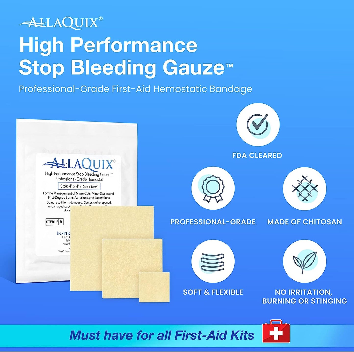 AllaQuix High-Performance Stop Bleeding Gauze (XL 4in)