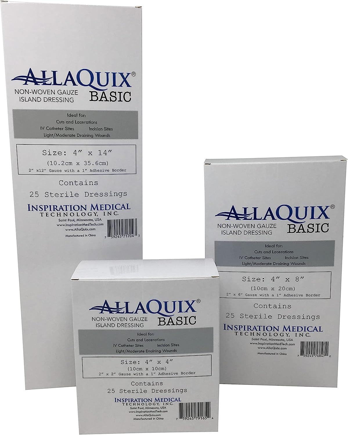 AllaQuix Basic Non-Woven Sterile Gauze Island Dressing (4" x 14") - Advanced Wound Care – Medical-Grade Adhesive Gauze Pads