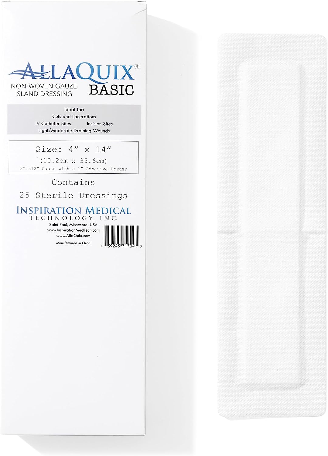 AllaQuix Basic: Non-Woven, Sterile, Medical-Grade Island Wound Dressing