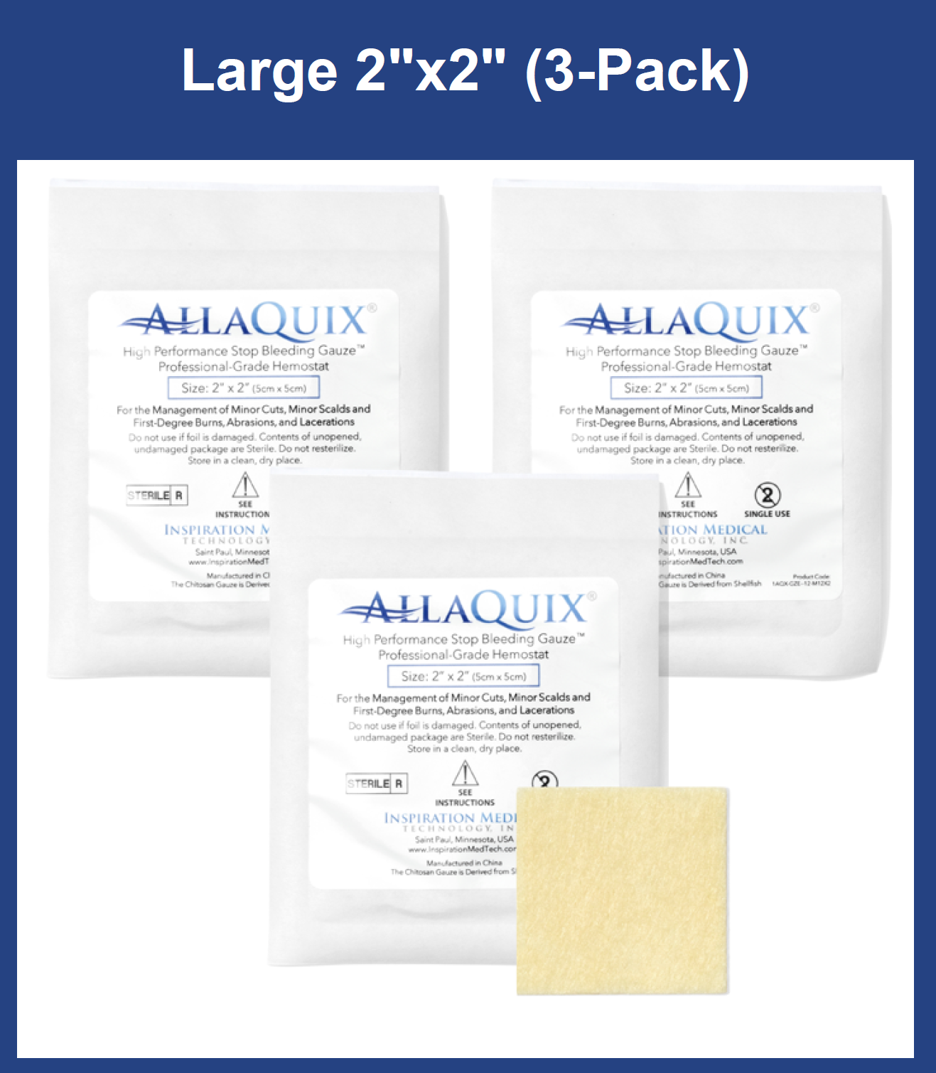 AllaQuix High Performance Stop Bleeding Gauze (Large 2in)