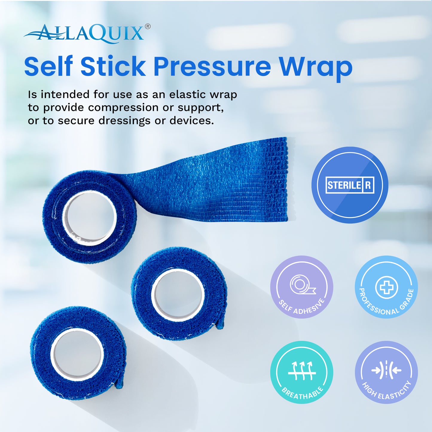 AllaQuix Self-Stick Cohesive Wrap - Sterile - 3-pack