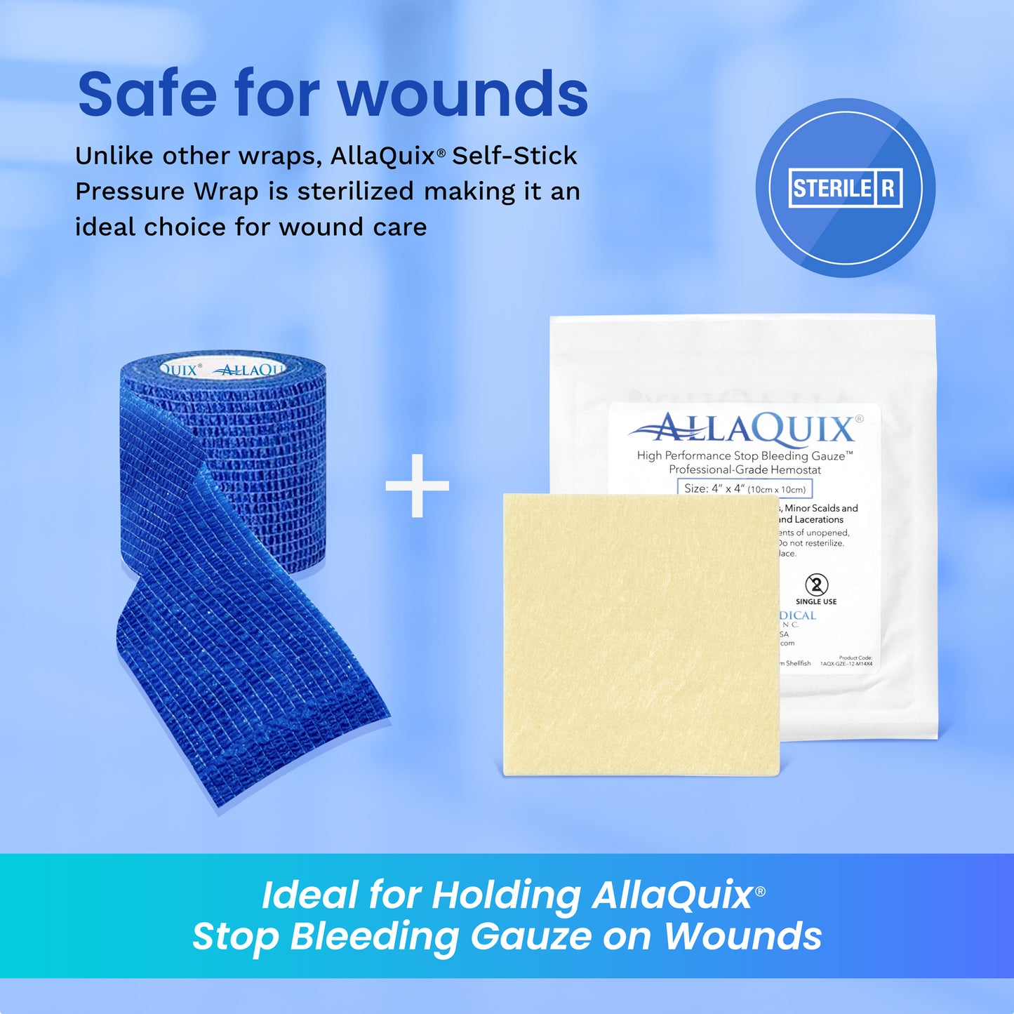 AllaQuix Self-Stick Cohesive Wrap - Sterile - 3-pack