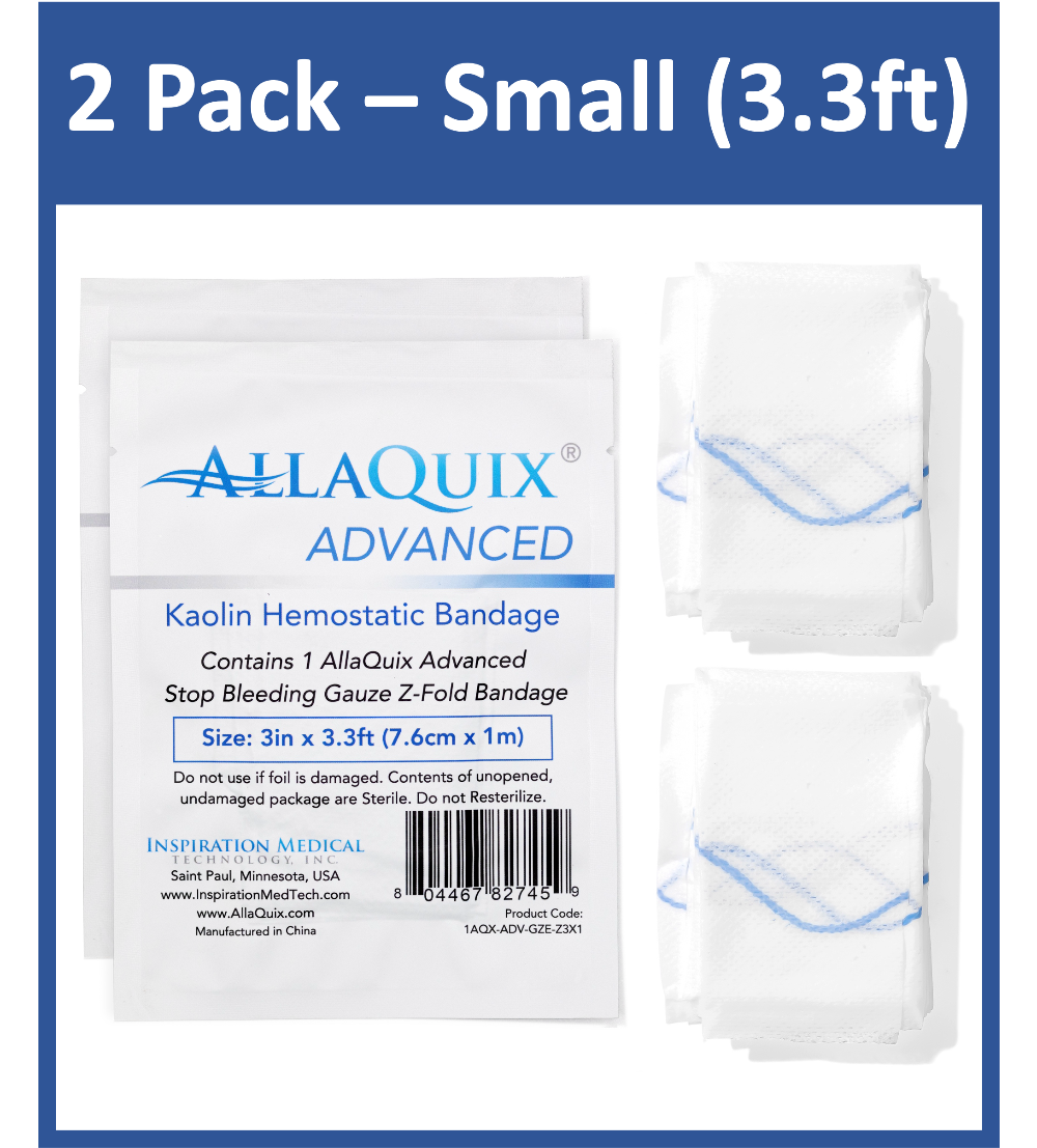 2 Pack AllaQuix Advanced Hemostatic Gauze 3in x 3.3ft