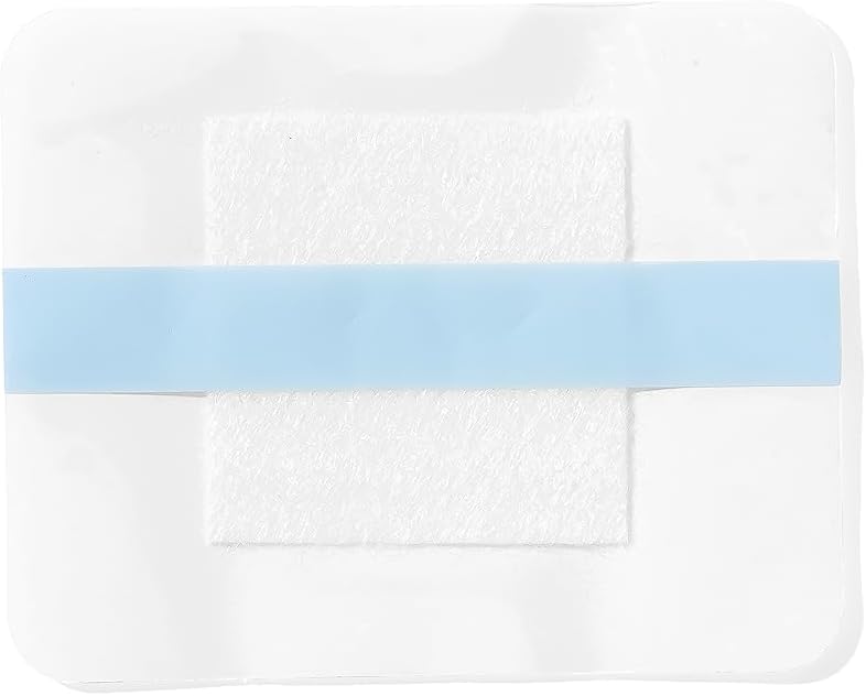 Close-up of AllaQuix Lite calcium alginate adhesive bandage with soft border and gauze center