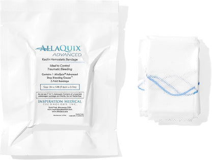 AllaQuix Advanced: Kaolin Hemostatic Bandage - One Sterile Z-Fold Clotting Gauze