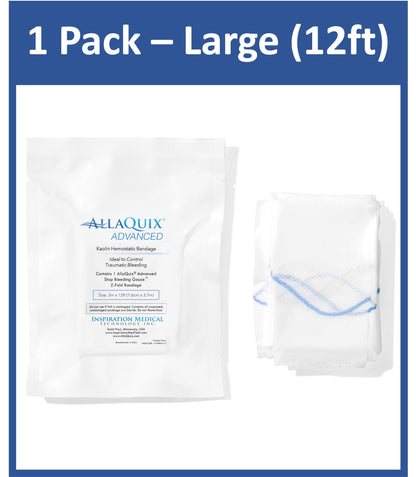 AllaQuix Advanced: Kaolin Hemostatic Bandage - Sterile Z-Fold Clotting Gauze