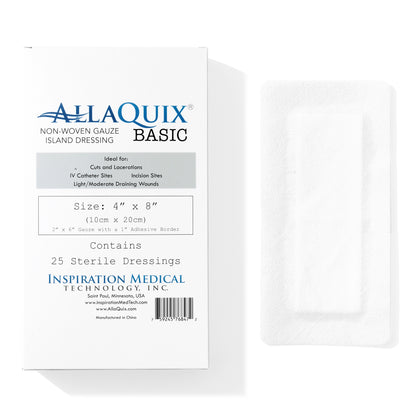 AllaQuix® Basic Non-Woven Sterile Gauze Island Dressing (4” x 8”)