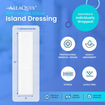 AllaQuix® Basic Non-Woven Adhesive Island Dressing (4"x14") – Sterile & Latex-Free