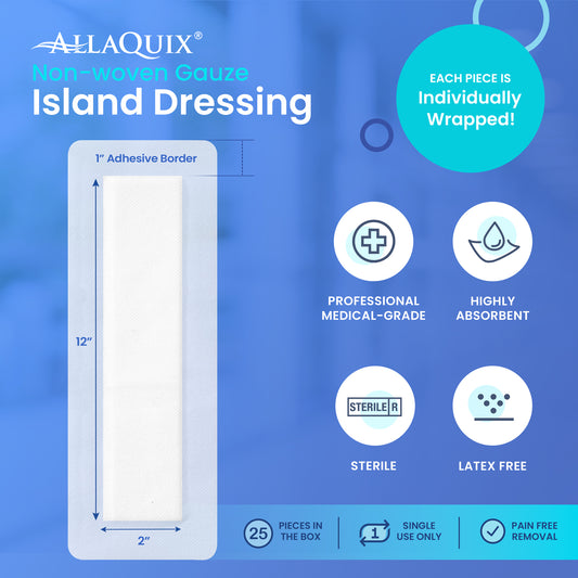 AllaQuix® Basic Non-Woven Adhesive Island Dressing (4"x14") – Sterile & Latex-Free