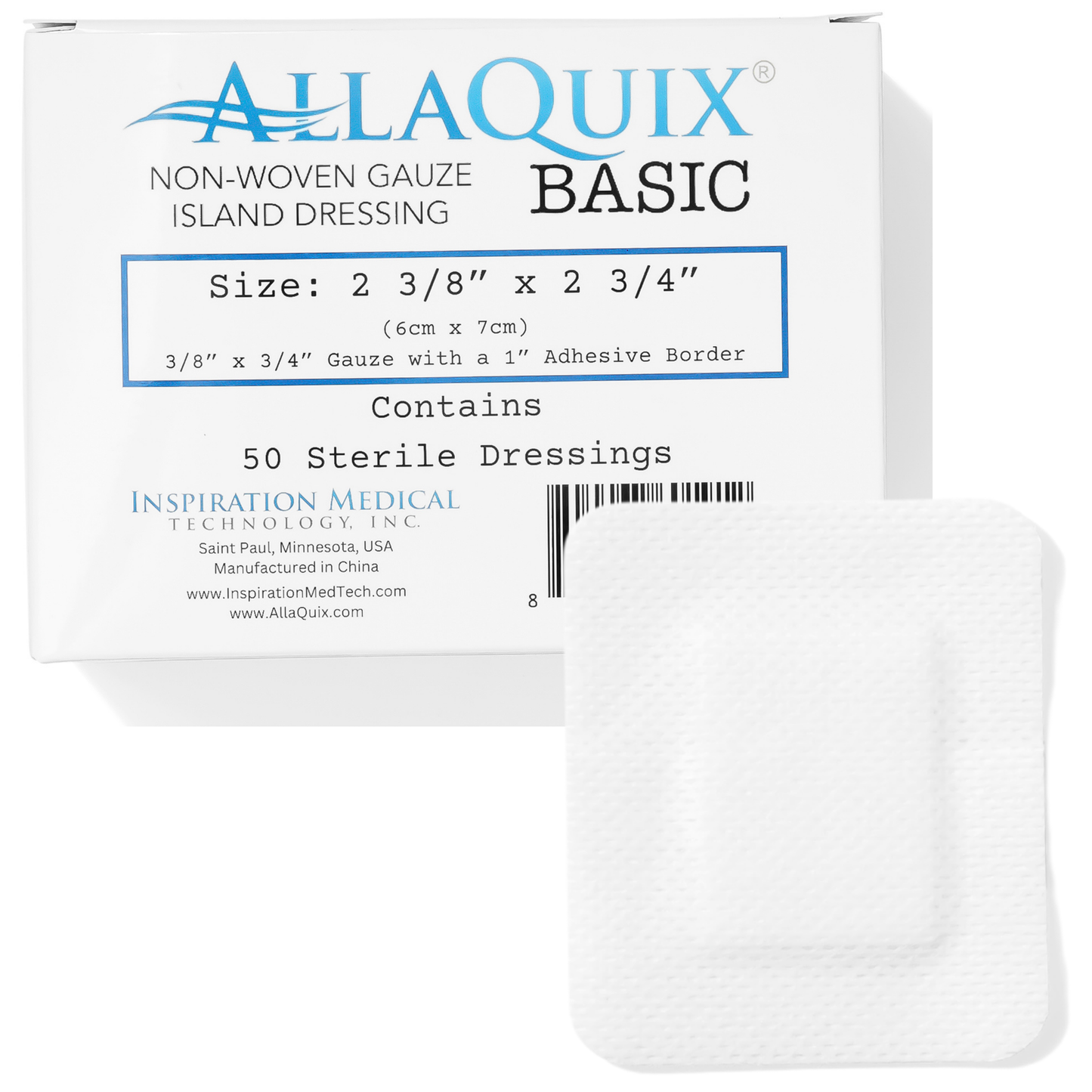 AllaQuix® Basic Non-Woven Adhesive Island Dressing (2 3/8" x 2 3/4") – Sterile & Latex-Free