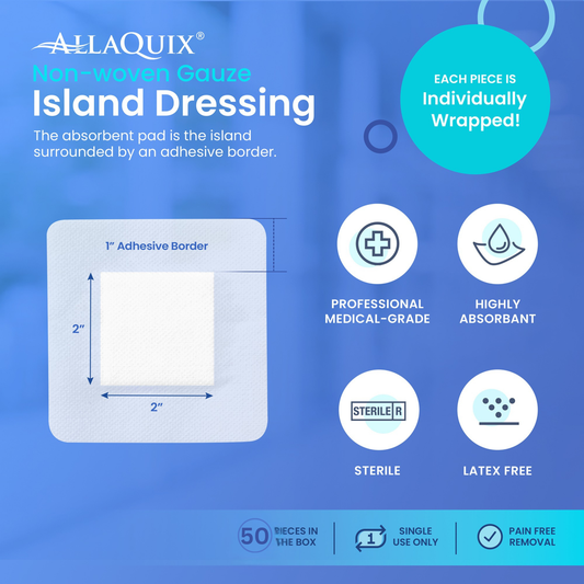 AllaQuix® Basic Non-Woven Adhesive Island Dressing (4"x4") – Sterile & Latex-Free