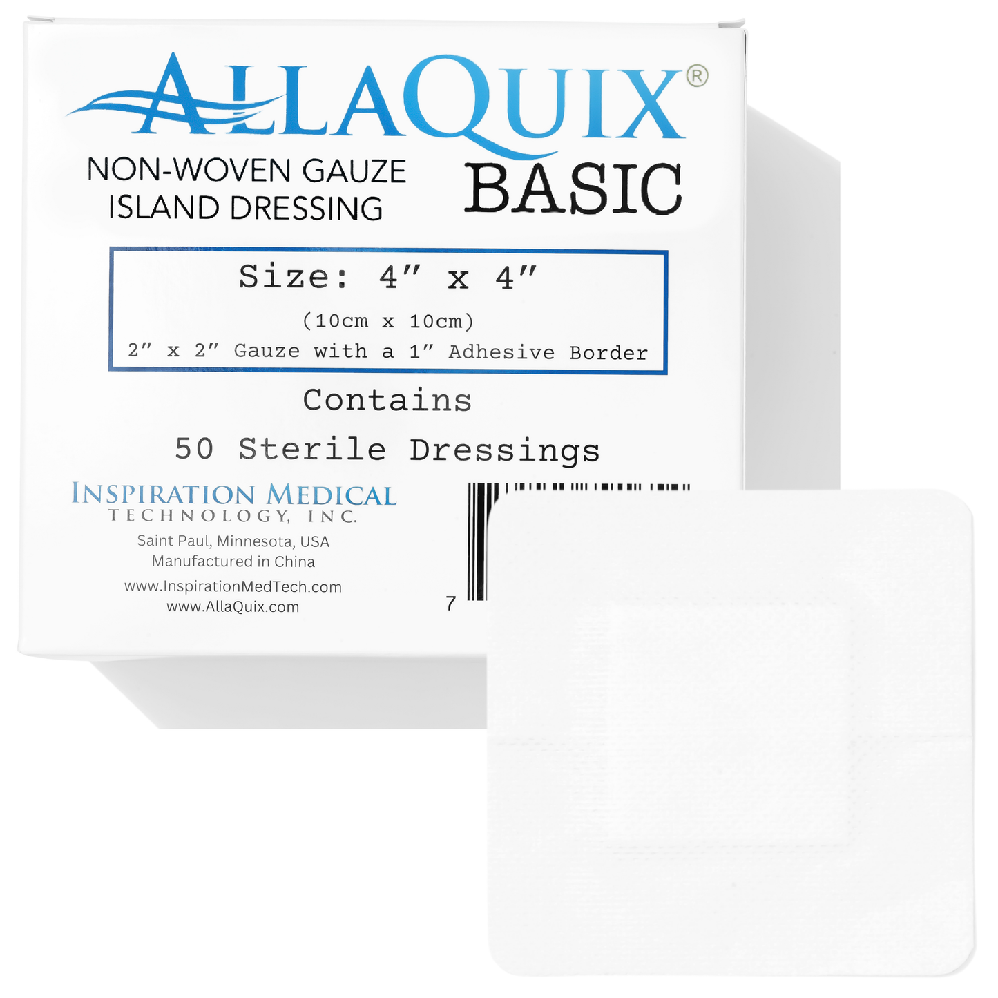 AllaQuix® Basic Non-Woven Adhesive Island Dressing (4"x4") – Sterile & Latex-Free