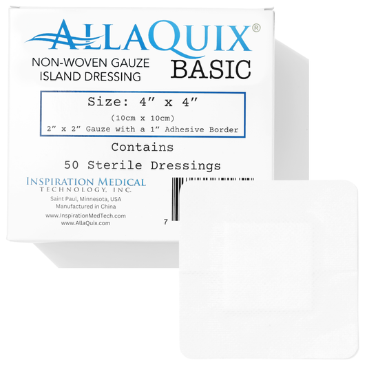 AllaQuix® Basic Non-Woven Adhesive Island Dressing (4"x4") – Sterile & Latex-Free