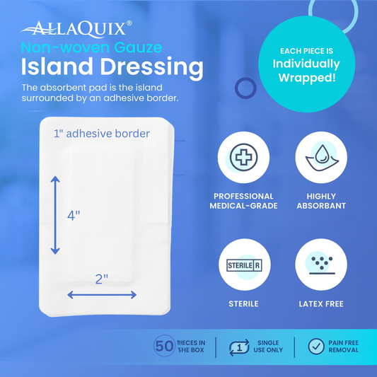 AllaQuix® Basic Non-Woven Adhesive Island Dressing (4"x6") – Sterile & Latex-Free