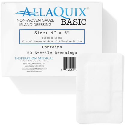 AllaQuix® Basic Non-Woven Adhesive Island Dressing (4"x6") – Sterile & Latex-Free