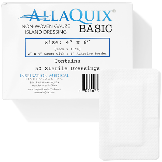 AllaQuix® Basic Non-Woven Adhesive Island Dressing (4"x6") – Sterile & Latex-Free