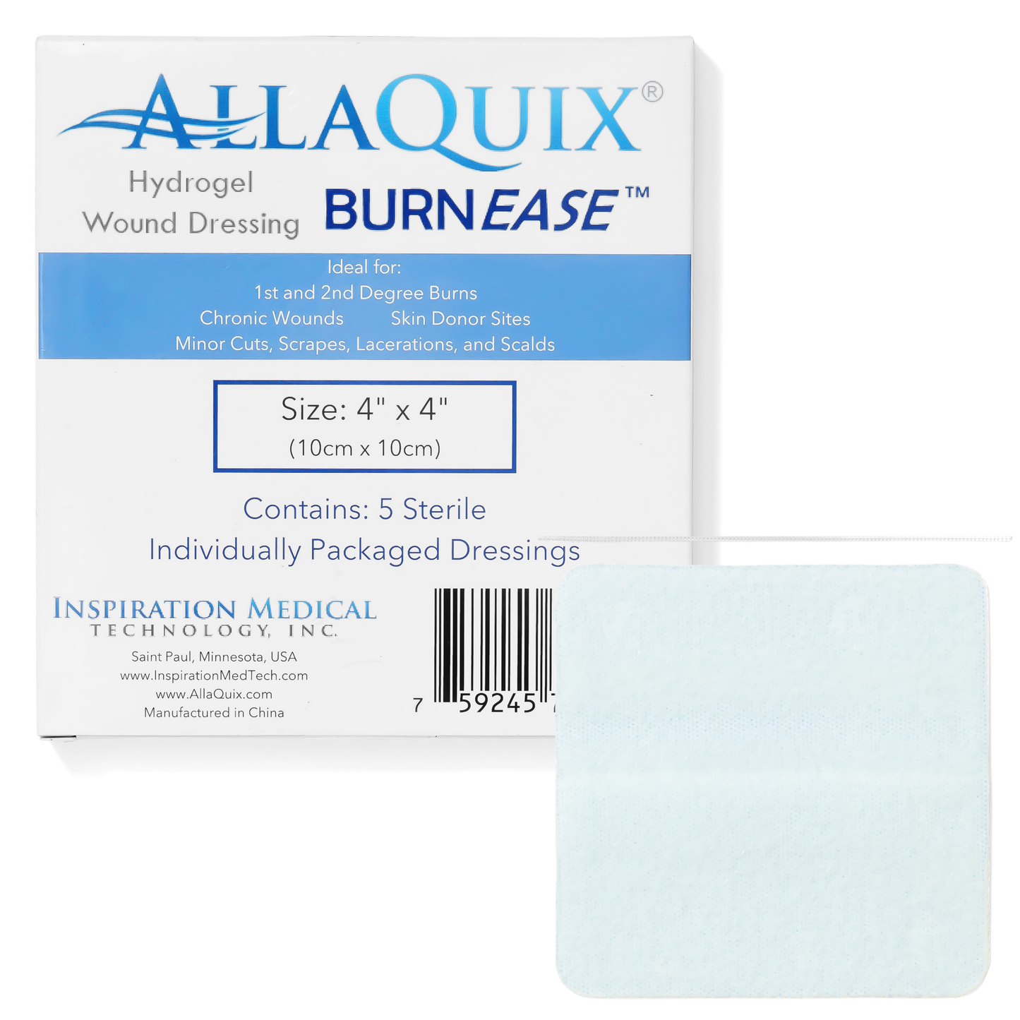 AllaQuix BurnEase Hydrogel Wound Dressing for Burns (4in)
