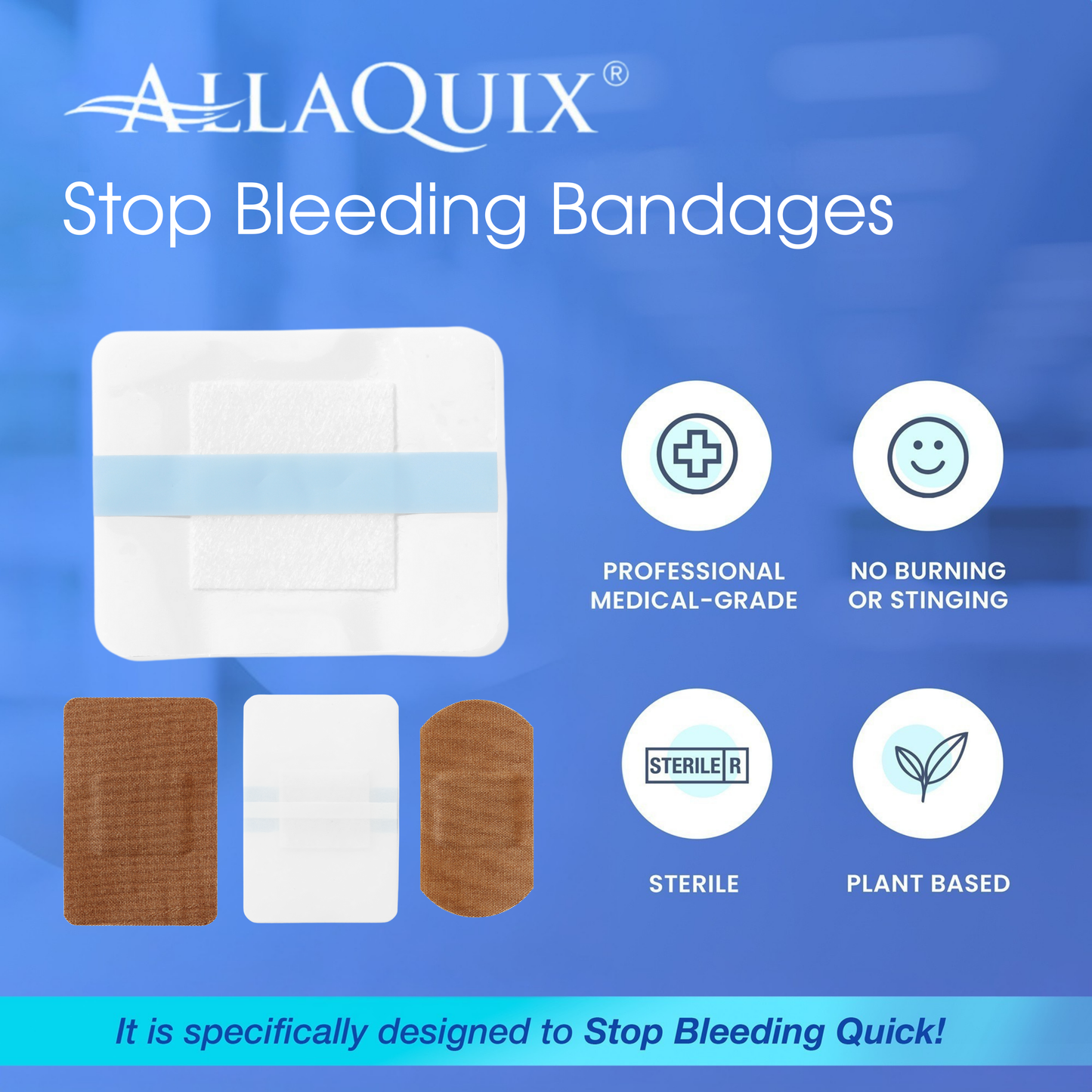 AllaQuix® Lite - Calcium Alginate Adhesive Bandages - 1"x1" Variety (Box of 30)