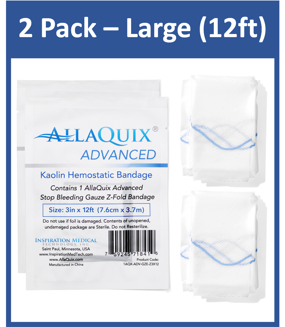 AllaQuix Advanced 12ft bandage front and folded view (2 pack)