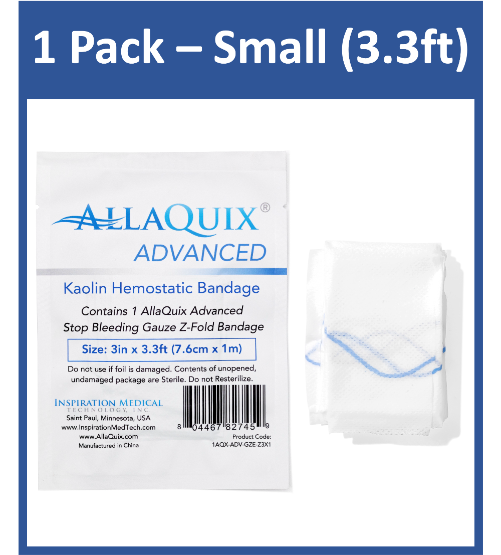 1 Pack AllaQuix Advanced Kaolin Z-Fold Gauze 3in x 3.3ft