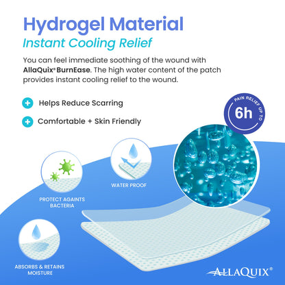 AllaQuix BurnEase Hydrogel Wound Dressing offers instant cooling and moisture retention while reducing scarring