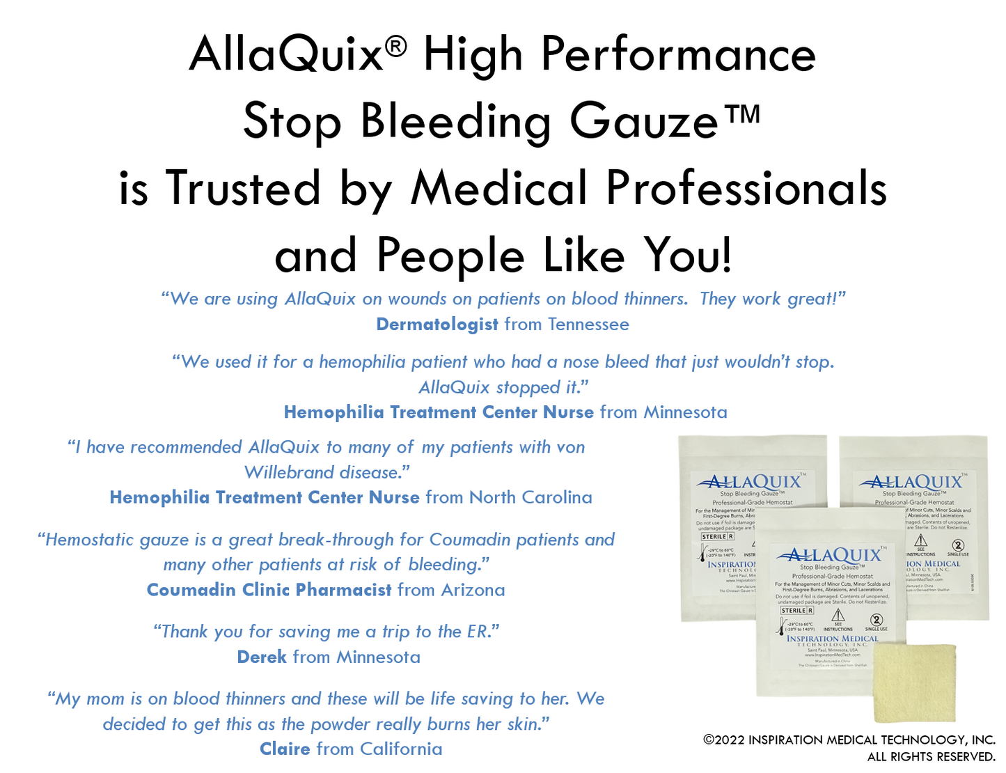Trial Pack - AllaQuix® High-Performance Stop Bleeding Gauze (2in 3-pack)