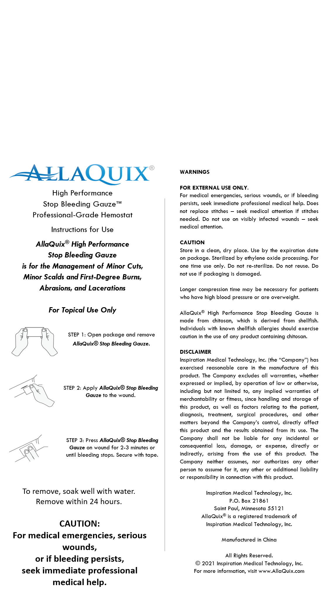 AllaQuix High Performance Stop Bleeding Gauze (XXL 6in)